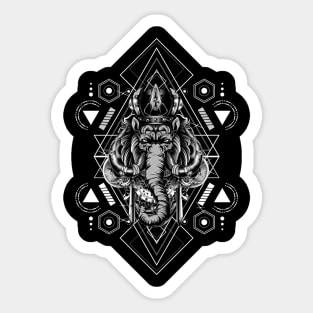 Black, white, grey Elephant King Sticker